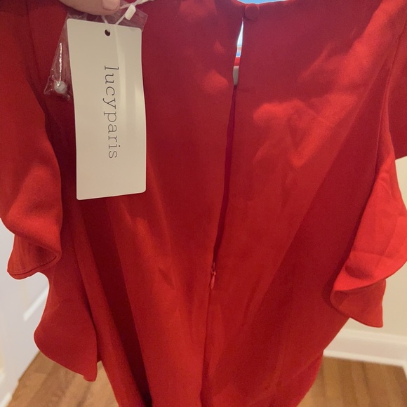 Red flirty ruffle dress - Picture 2 of 5